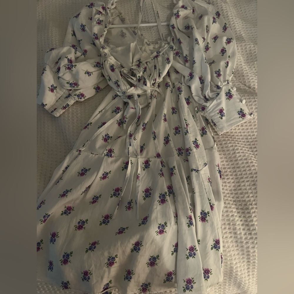 For Love And Lemons Viola dress / White and Purple Ruffled Tiered Sundress - Picture 8 of 8